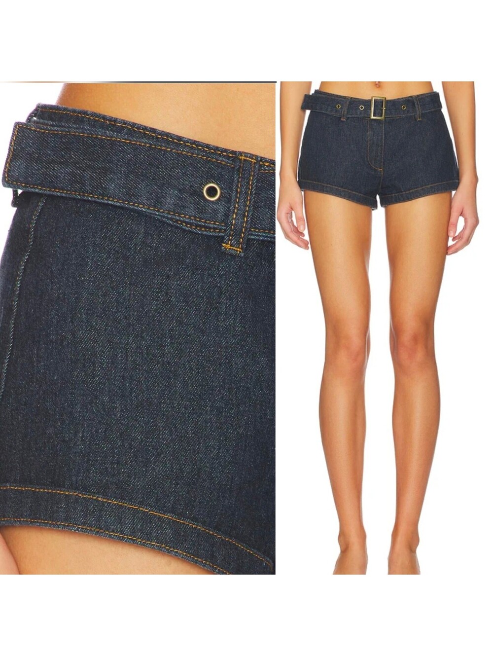 Lioness X REVOLVE Afterglow Micro Mini Shorts Dark Denim Small 90s Y2K Retro NWT